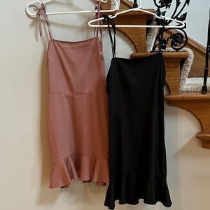 Express Black and Pink Ruffle Hem Dresses
